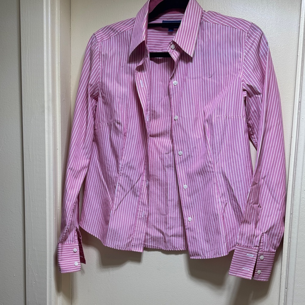 J. McLaughlin Pink and White Striped Shirt